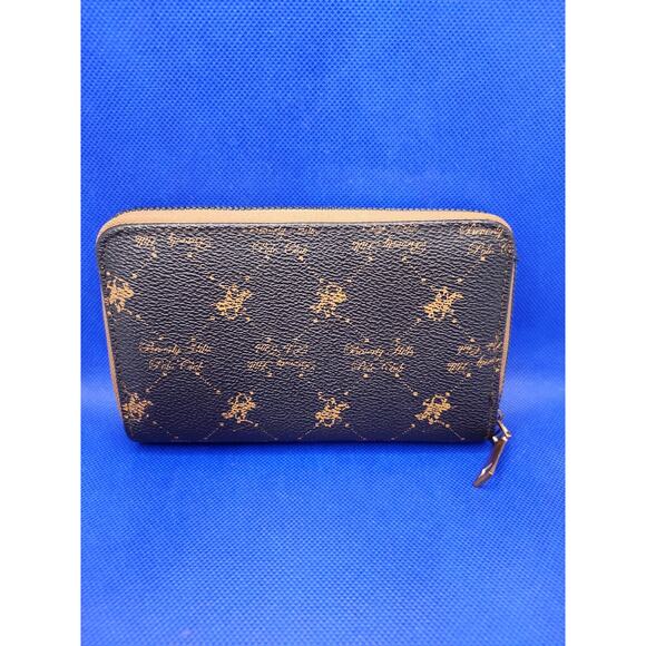 Beverly Hills Polo Club Signature Logo Brown Zip Wallet Emblem Wrist Strap NWoT - Picture 4 of 7